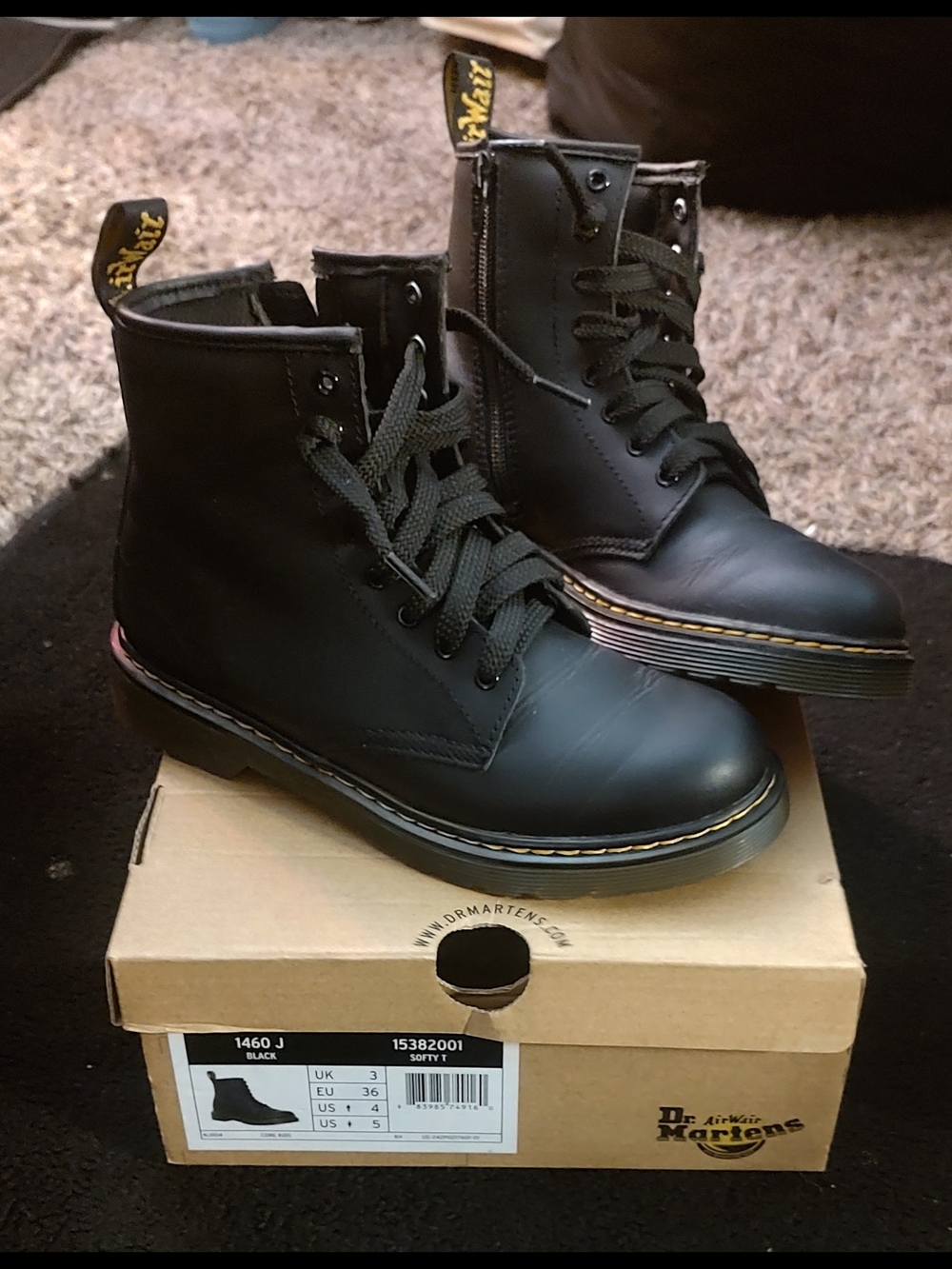 Dr. Martens Black 1460 J Leather Combat Boots